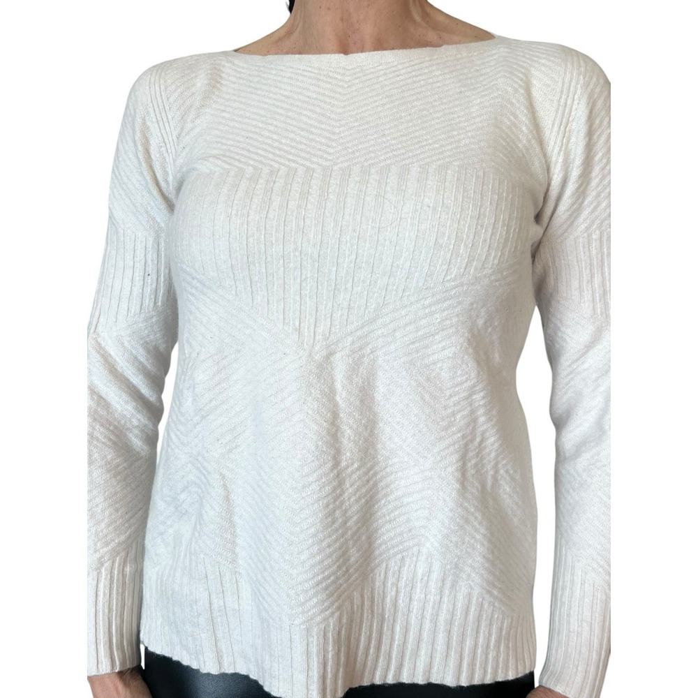 D. EXTERIOR ITALY SWEATER JUMPER OFF WHITE TEXTURED KNIT SWEATER BOAT NECK S